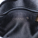CHANEL Pouch Satin Black Gold CC Auth 156507-19