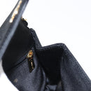 CHANEL Pouch Satin Black Gold CC Auth 156507-20