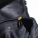 CHANEL Pouch Satin Black Gold CC Auth 156507-22