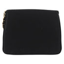 CHANEL Pouch Satin Black Gold CC Auth 156507-2