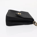 CHANEL Pouch Satin Black Gold CC Auth 156507-4