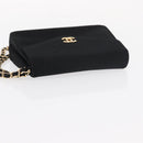 CHANEL Pouch Satin Black Gold CC Auth 156507-7