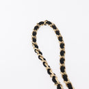CHANEL Pouch Satin Black Gold CC Auth 156507-9