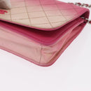 CHANEL Chain Shoulder Bag Leather Pink Silver CC Auth 156508-15
