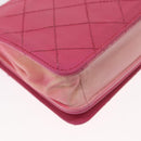 CHANEL Chain Shoulder Bag Leather Pink Silver CC Auth 156508-16