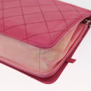 CHANEL Chain Shoulder Bag Leather Pink Silver CC Auth 156508-17