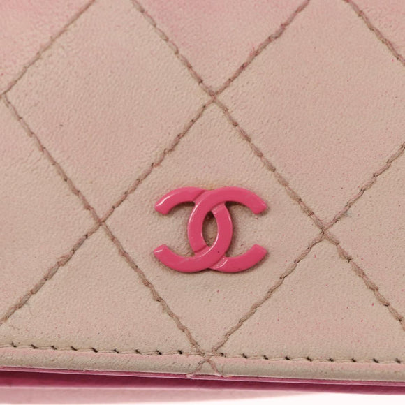 CHANEL Chain Shoulder Bag Leather Pink Silver CC Auth 156508