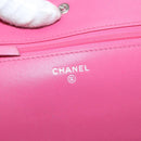 CHANEL Chain Shoulder Bag Leather Pink Silver CC Auth 156508-20