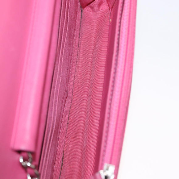 CHANEL Chain Shoulder Bag Leather Pink Silver CC Auth 156508