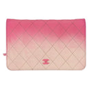 CHANEL Chain Shoulder Bag Leather Pink Silver CC Auth 156508-13