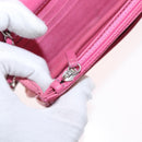 CHANEL Chain Shoulder Bag Leather Pink Silver CC Auth 156508-24