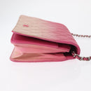 CHANEL Chain Shoulder Bag Leather Pink Silver CC Auth 156508-3