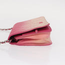 CHANEL Chain Shoulder Bag Leather Pink Silver CC Auth 156508-4
