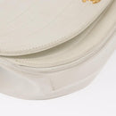 CHANEL Chain Shoulder Bag Leather White Gold CC Auth 156509-10