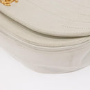 CHANEL Chain Shoulder Bag Leather White Gold CC Auth 156509-11