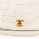 CHANEL Chain Shoulder Bag Leather White Gold CC Auth 156509-14