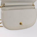 CHANEL Chain Shoulder Bag Leather White Gold CC Auth 156509-17
