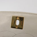 CHANEL Chain Shoulder Bag Leather White Gold CC Auth 156509-18
