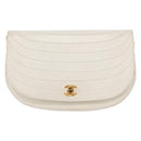 CHANEL Chain Shoulder Bag Leather White Gold CC Auth 156509-2