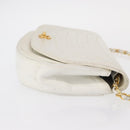 CHANEL Chain Shoulder Bag Leather White Gold CC Auth 156509-4