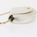 CHANEL Chain Shoulder Bag Leather White Gold CC Auth 156509-5