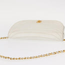 CHANEL Chain Shoulder Bag Leather White Gold CC Auth 156509-6