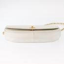 CHANEL Chain Shoulder Bag Leather White Gold CC Auth 156509-9