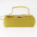 CHANEL Matelasse Chain Shoulder Bag Cotton Yellow Gold CC Auth 156510V-6
