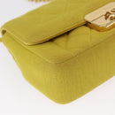 CHANEL Matelasse Chain Shoulder Bag Cotton Yellow Gold CC Auth 156510V-11