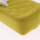 CHANEL Matelasse Chain Shoulder Bag Cotton Yellow Gold CC Auth 156510V-14