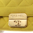 CHANEL Matelasse Chain Shoulder Bag Cotton Yellow Gold CC Auth 156510V-18