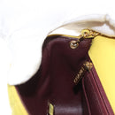 CHANEL Matelasse Chain Shoulder Bag Cotton Yellow Gold CC Auth 156510V-21