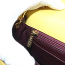 CHANEL Matelasse Chain Shoulder Bag Cotton Yellow Gold CC Auth 156510V-22