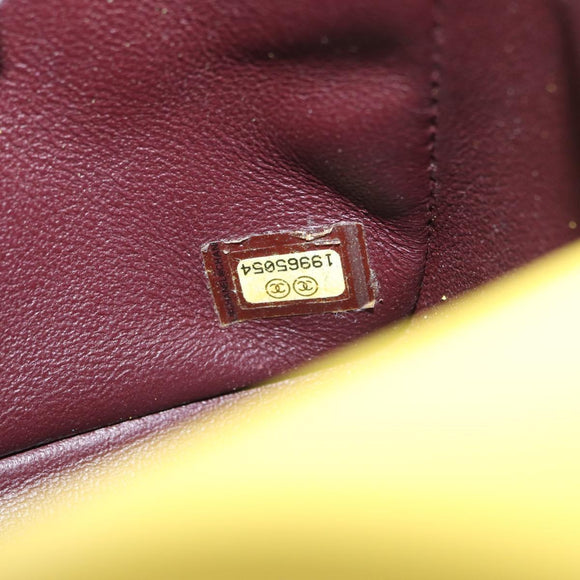 CHANEL Matelasse Chain Shoulder Bag Cotton Yellow Gold CC Auth 156510V