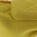 CHANEL Matelasse Chain Shoulder Bag Cotton Yellow Gold CC Auth 156510V-5