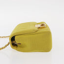 CHANEL Matelasse Chain Shoulder Bag Cotton Yellow Gold CC Auth 156510V-6