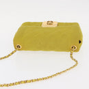 CHANEL Matelasse Chain Shoulder Bag Cotton Yellow Gold CC Auth 156510V-7