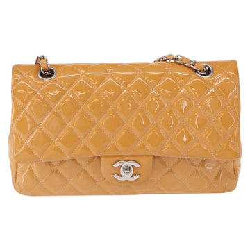 CHANEL Chain Matelasse 25 Bag Patent leather Yellow Silver CC Auth 156511 - 0