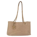 CHANEL Chain V stitch Shoulder Bag Lamb Skin Beige Gold CC Auth 156512-1