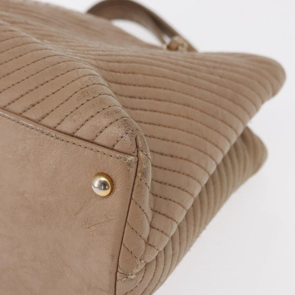 CHANEL Chain V stitch Shoulder Bag Lamb Skin Beige Gold CC Auth 156512