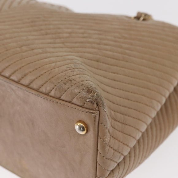 CHANEL Chain V stitch Shoulder Bag Lamb Skin Beige Gold CC Auth 156512