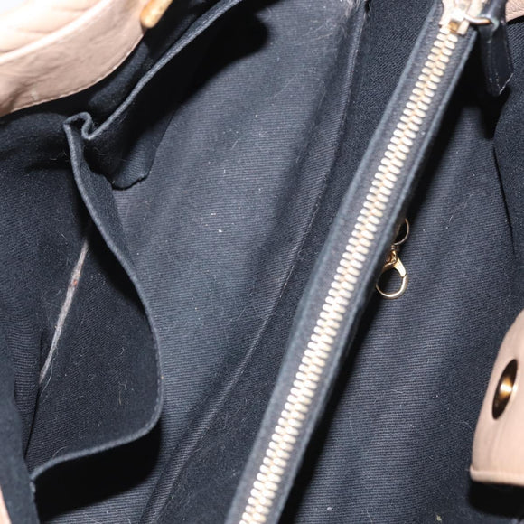 CHANEL Chain V stitch Shoulder Bag Lamb Skin Beige Gold CC Auth 156512