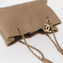 CHANEL Chain V stitch Shoulder Bag Lamb Skin Beige Gold CC Auth 156512-6