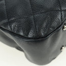 CHANEL Matelasse Chain Shoulder Bag Caviar Skin Black Silver CC Auth 156514V-6