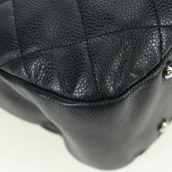 CHANEL Matelasse Chain Shoulder Bag Caviar Skin Black Silver CC Auth 156514V