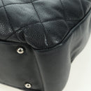 CHANEL Matelasse Chain Shoulder Bag Caviar Skin Black Silver CC Auth 156514V-15