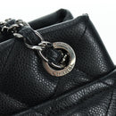 CHANEL Matelasse Chain Shoulder Bag Caviar Skin Black Silver CC Auth 156514V-18
