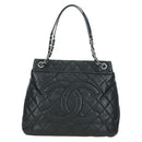CHANEL Matelasse Chain Shoulder Bag Caviar Skin Black Silver CC Auth 156514V-13