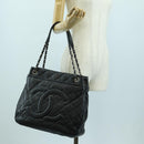 CHANEL Matelasse Chain Shoulder Bag Caviar Skin Black Silver CC Auth 156514V-24