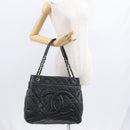 CHANEL Matelasse Chain Shoulder Bag Caviar Skin Black Silver CC Auth 156514V-27